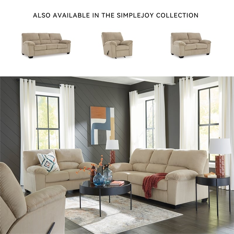 Bowery Hill 2-Piece Living Room Set of Loveseat & Sofa in Sand Polyester