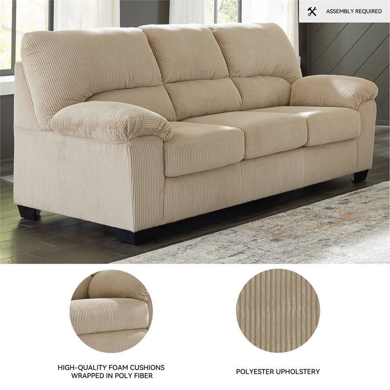 Bowery Hill 2-Piece Living Room Set of Loveseat & Sofa in Sand Polyester