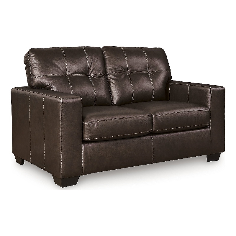 Bowery Hill 2-Piece Living Room Set of Loveseat & Sofa in Dark Brown