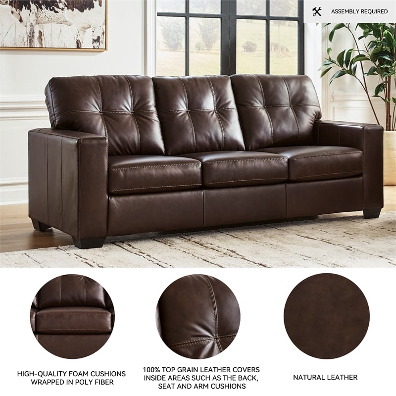 Bowery Hill 2-Piece Living Room Set of Loveseat & Sofa in Dark Brown