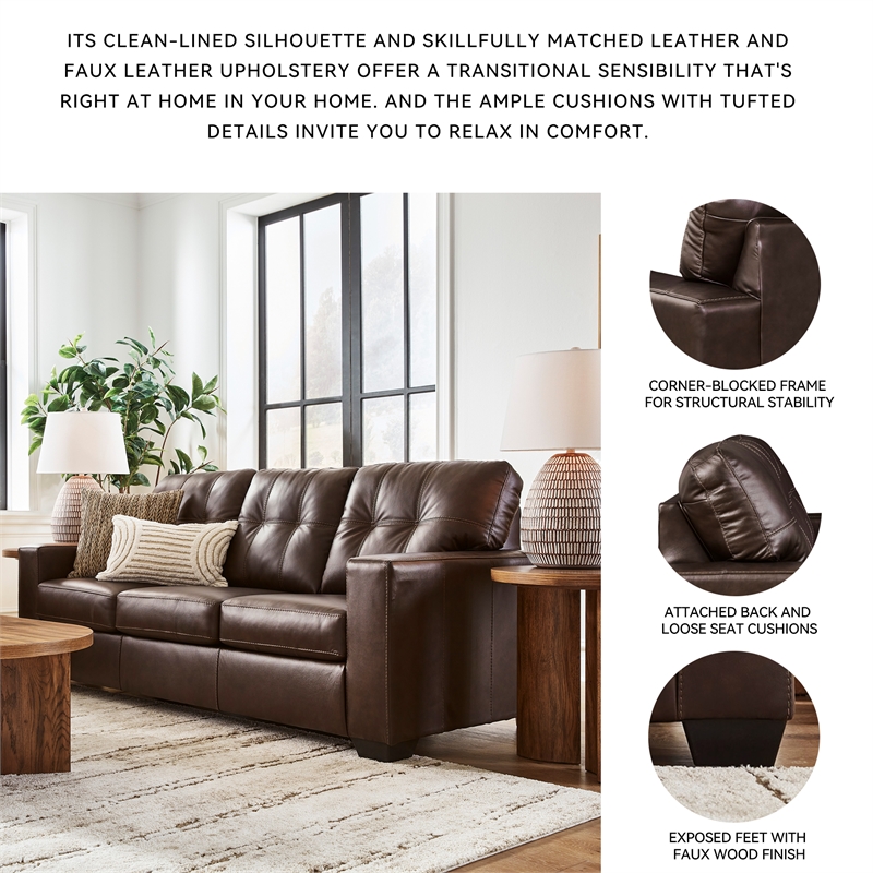 Bowery Hill 2-Piece Living Room Set of Loveseat & Sofa in Dark Brown