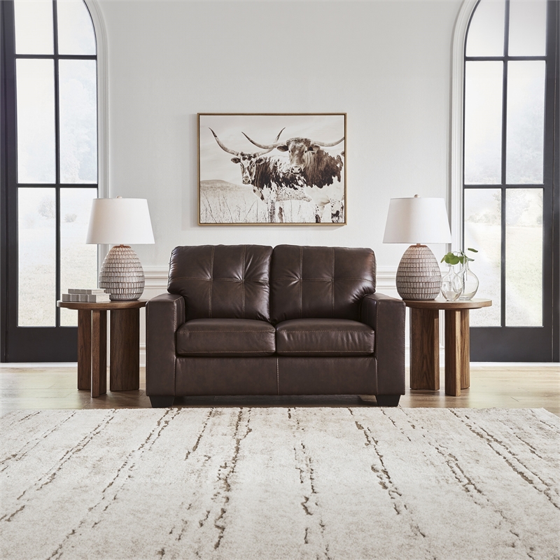 Bowery Hill 2-Piece Living Room Set of Loveseat & Sofa in Dark Brown