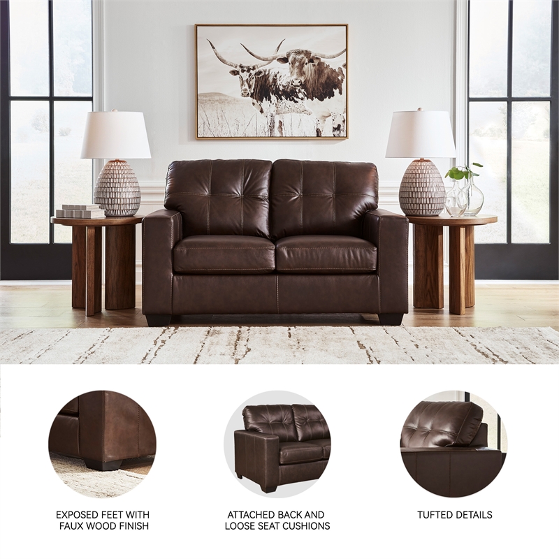 Bowery Hill 2-Piece Living Room Set of Loveseat & Sofa in Dark Brown
