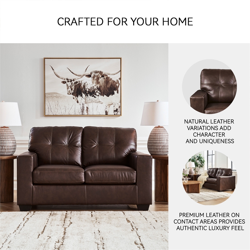 Bowery Hill 2-Piece Living Room Set of Loveseat & Sofa in Dark Brown