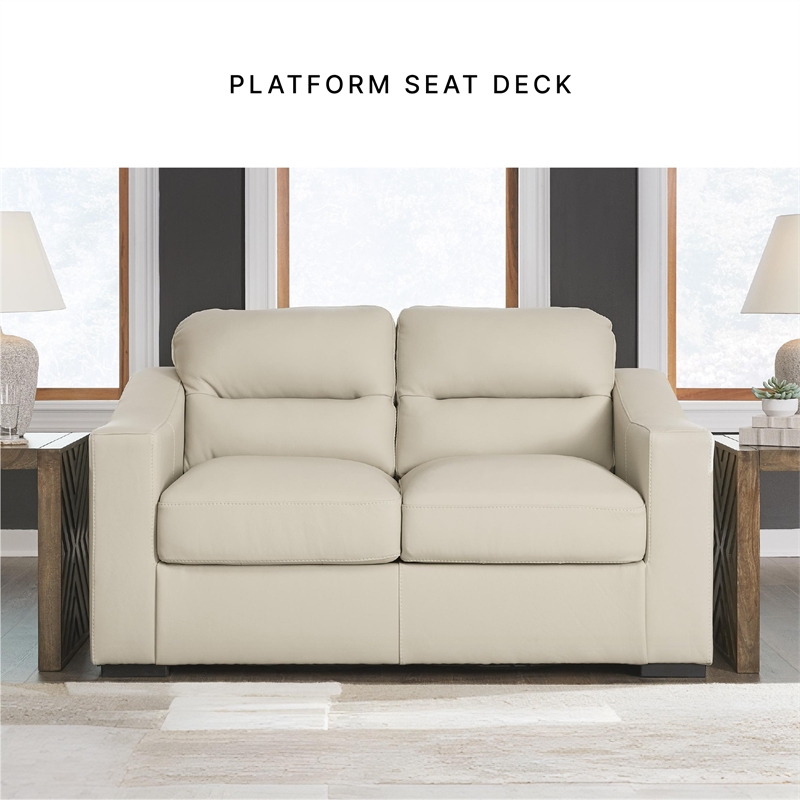 Bowery Hill Sofa & Loveseat Set in Almond Faux Leather