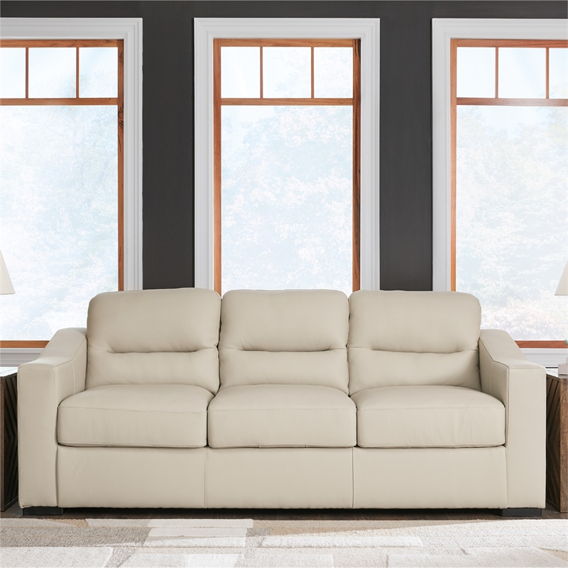 Bowery Hill Sofa & Loveseat Set in Almond Faux Leather