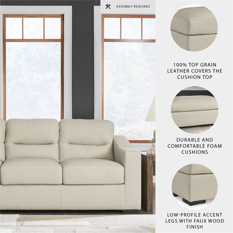 Bowery Hill Sofa & Loveseat Set in Almond Faux Leather