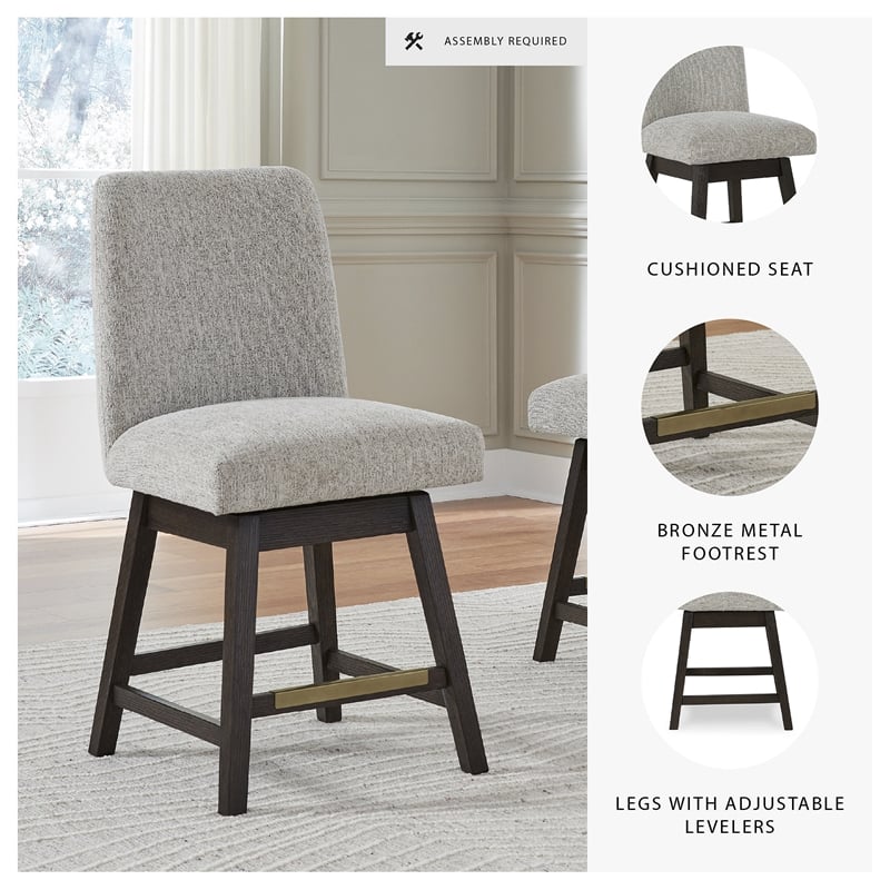 Bowery Hill 5-Piece Set of Dark Brown Counter Height Table & Beige Stools