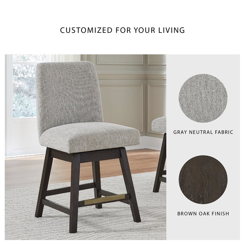 Bowery Hill 5-Piece Set of Dark Brown Counter Height Table & Beige Stools