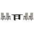 Bowery Hill 5-Piece Set of Dark Brown Counter Height Table & Beige Stools