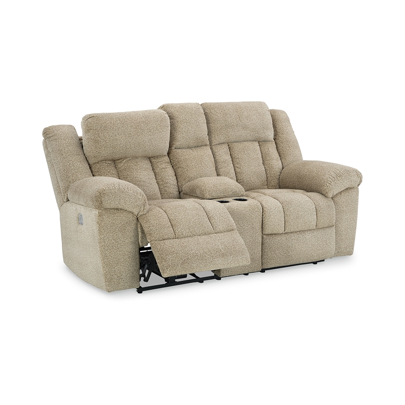 Bowery Hill Reclining Loveseat and Sofa Set in Wheat Polyester