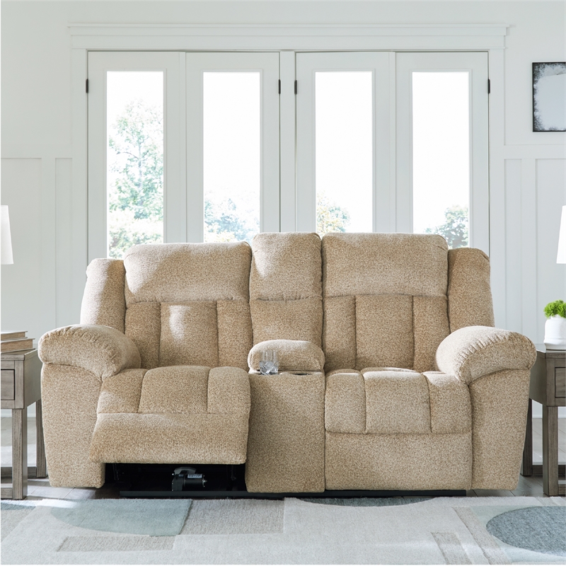 Bowery Hill Reclining Loveseat and Sofa Set in Wheat Polyester