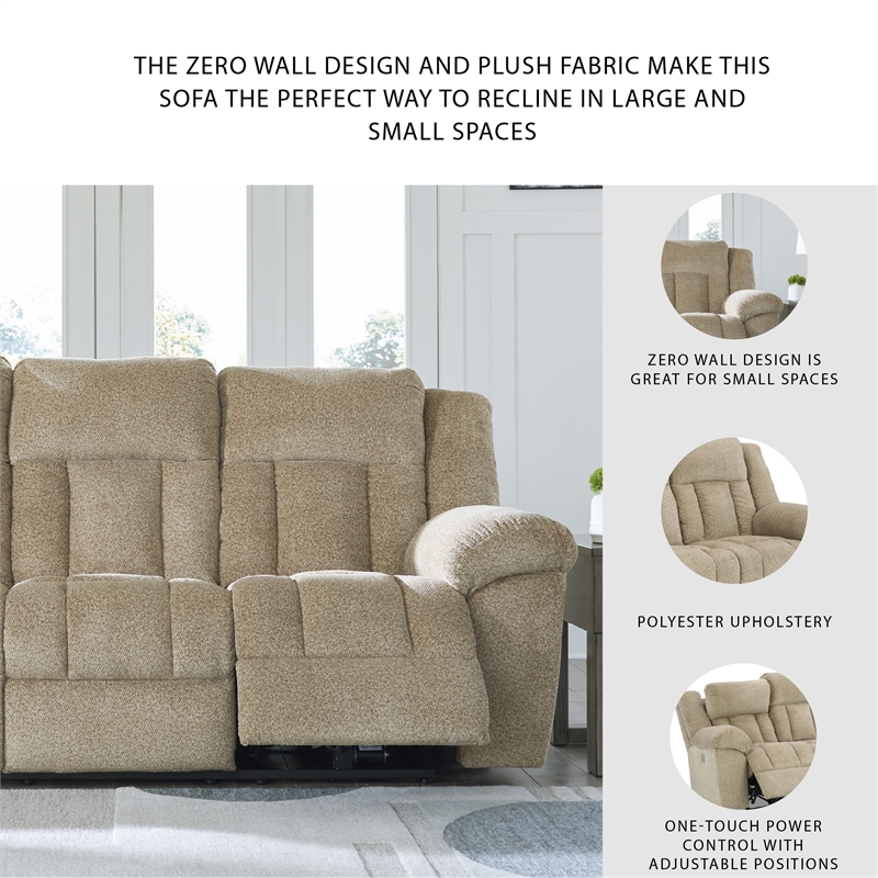 Bowery Hill Reclining Loveseat and Sofa Set in Wheat Polyester