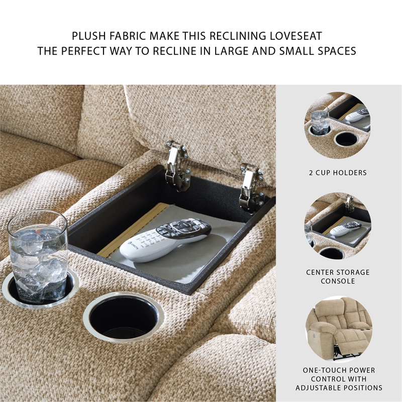 Bowery Hill Reclining Loveseat and Sofa Set in Wheat Polyester