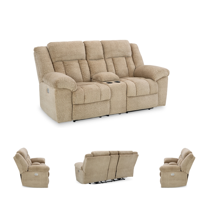 Bowery Hill Reclining Loveseat and Sofa Set in Wheat Polyester
