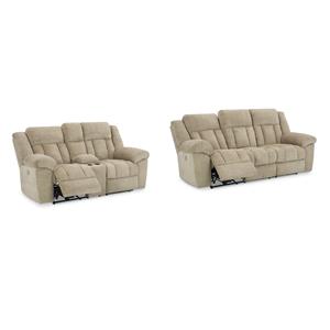 Bowery Hill Reclining Loveseat and Sofa Set in Wheat Polyester