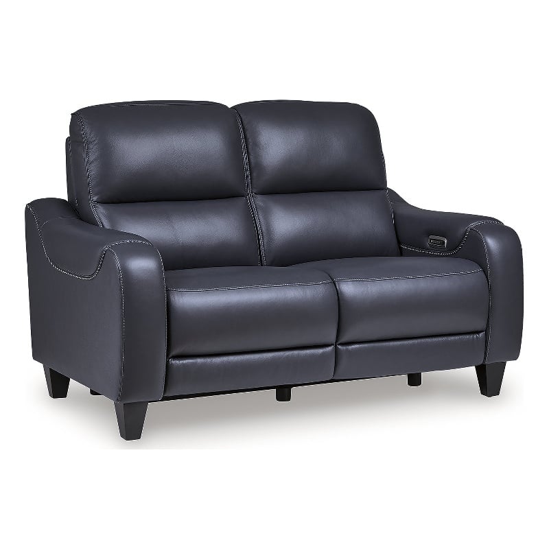 Bowery Hill Reclining Sofa and Loveseat Set in Ocean Blue Leather