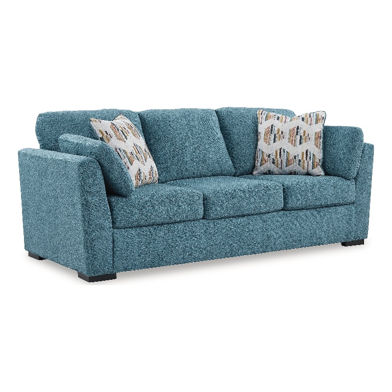 Bowery Hill 2-Piece Set of Teal Loveseat and Sofa with Velvet Upholstered