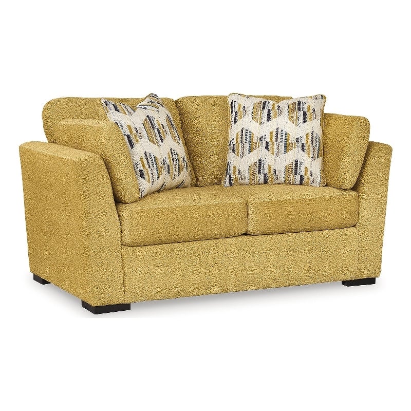 Bowery Hill Yellow Sofa and Loveseat Set in Velvet Upholstery