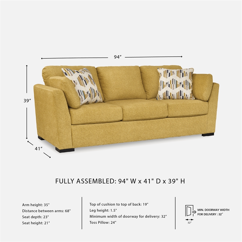 Bowery Hill Yellow Sofa and Loveseat Set in Velvet Upholstery
