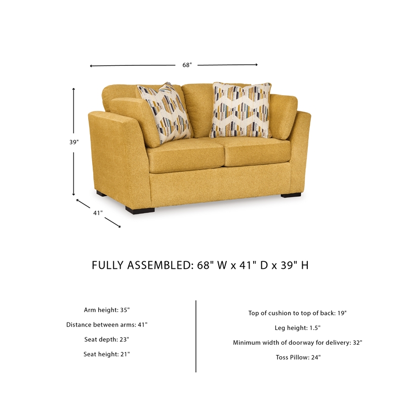 Bowery Hill Yellow Sofa and Loveseat Set in Velvet Upholstery