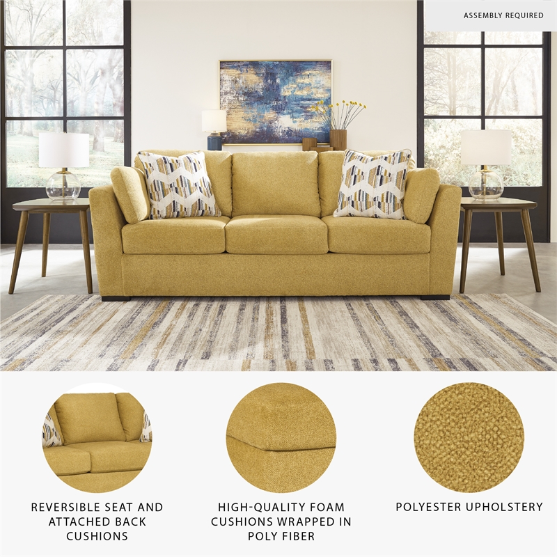 Bowery Hill Yellow Sofa and Loveseat Set in Velvet Upholstery