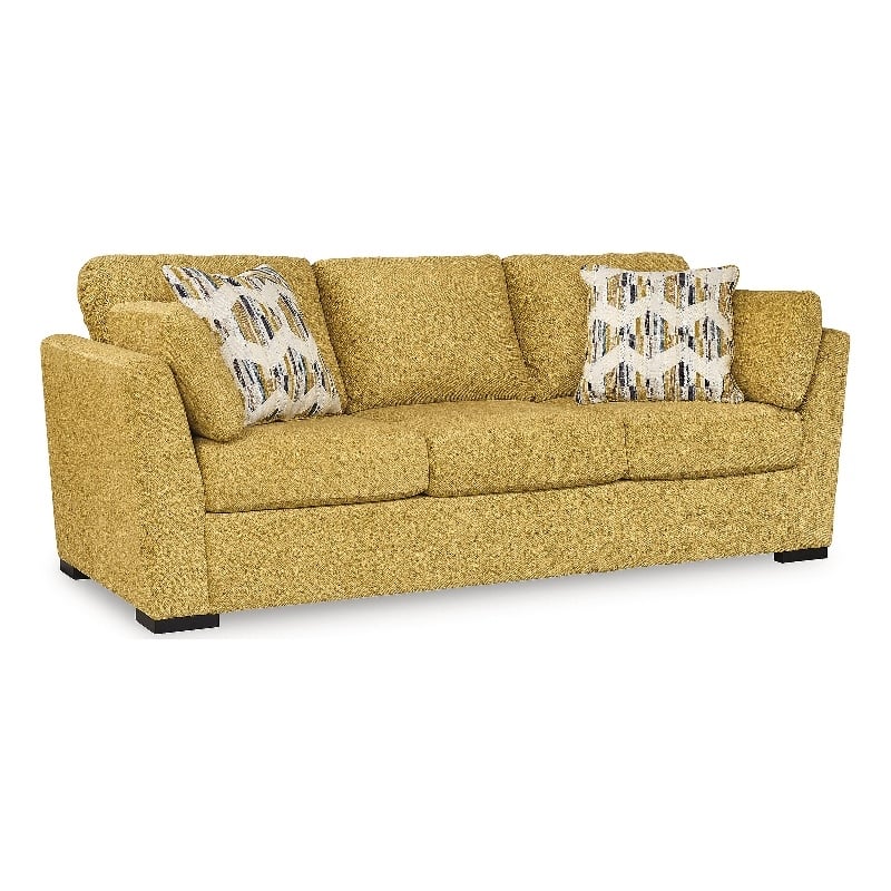 Bowery Hill Yellow Sofa and Loveseat Set in Velvet Upholstery
