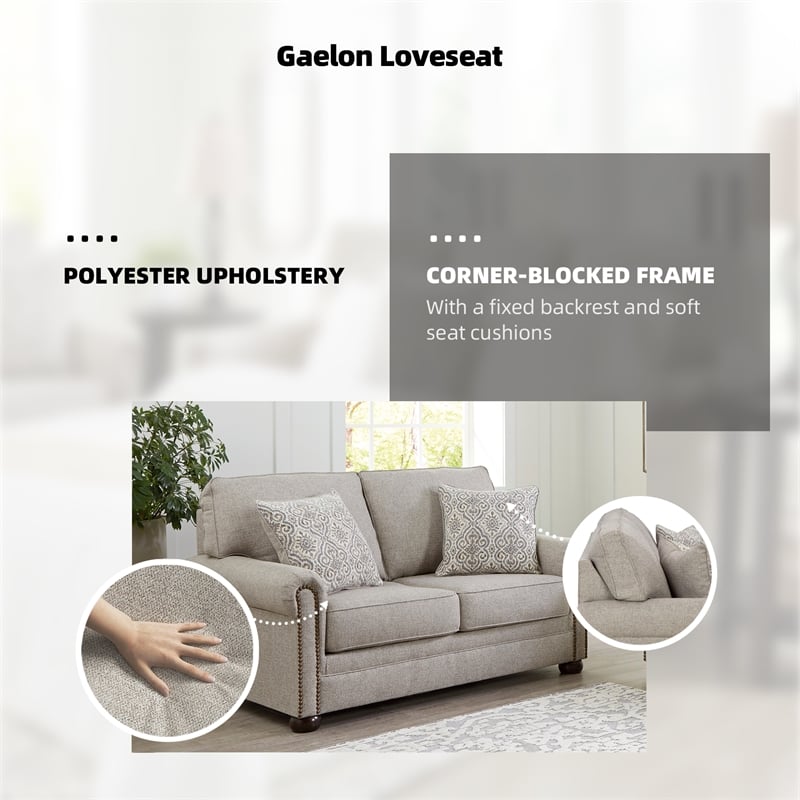 Bowery Hill Loveseat and Sofa Set in Polyester Upholstery