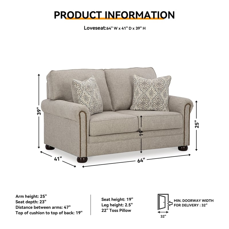 Bowery Hill Loveseat and Sofa Set in Polyester Upholstery