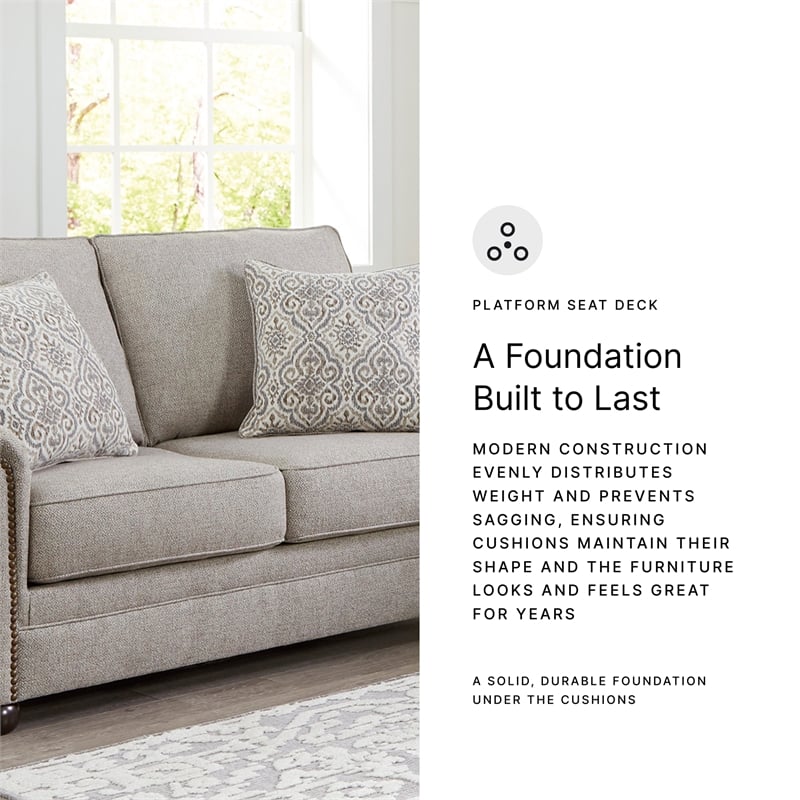 Bowery Hill Loveseat and Sofa Set in Polyester Upholstery