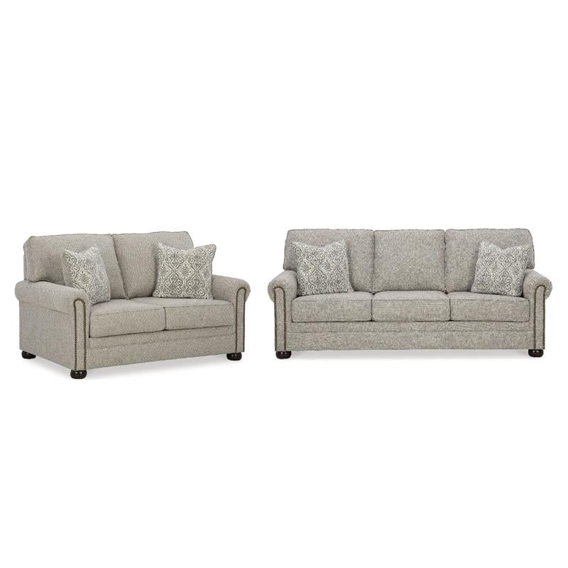 Bowery Hill Loveseat and Sofa Set in Polyester Upholstery