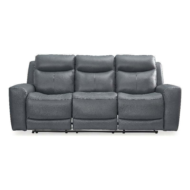 Bowery Hill Reclining Sofa and Loveseat Set in Gray Leather