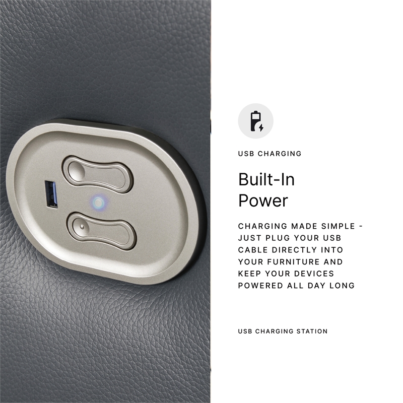 Bowery Hill Reclining Sofa and Loveseat Set in Gray Leather