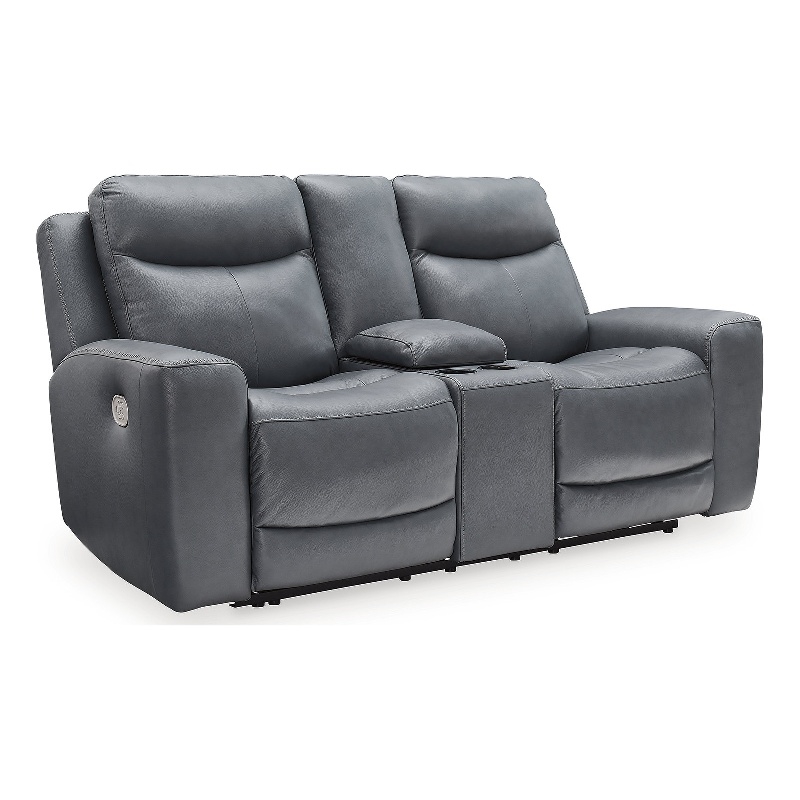 Bowery Hill Reclining Sofa and Loveseat Set in Gray Leather
