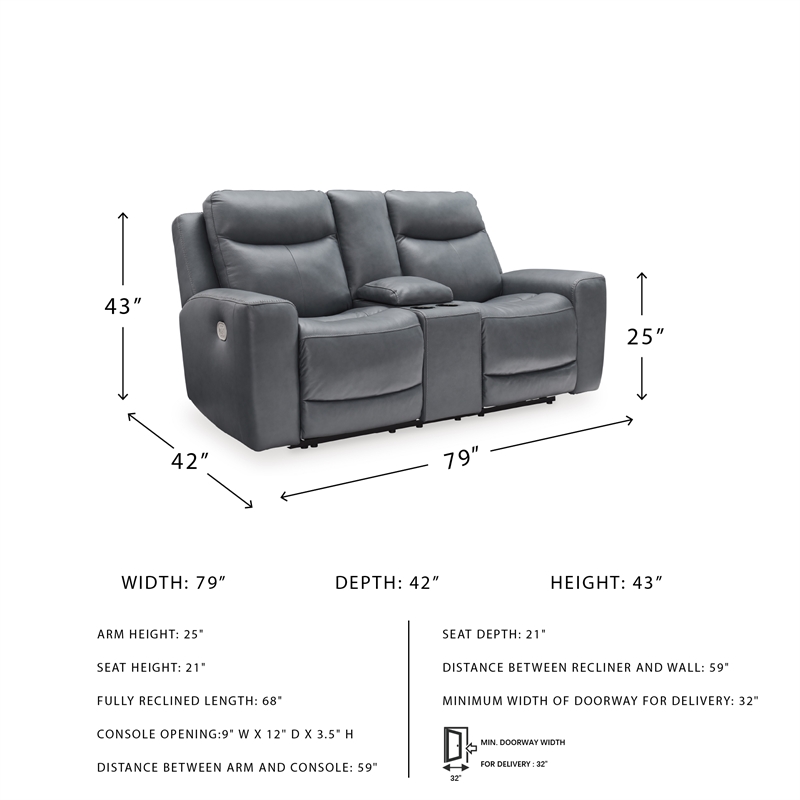Bowery Hill Reclining Sofa and Loveseat Set in Gray Leather