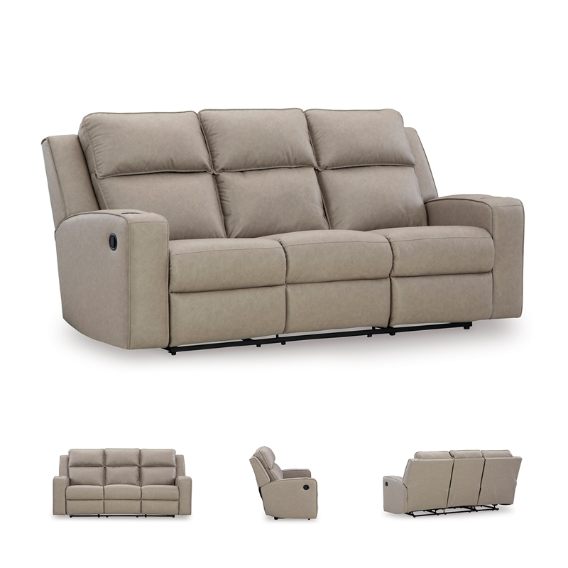 Bowery Hill Reclining Sofa and Loveseat Set in Pebble Faux Leather