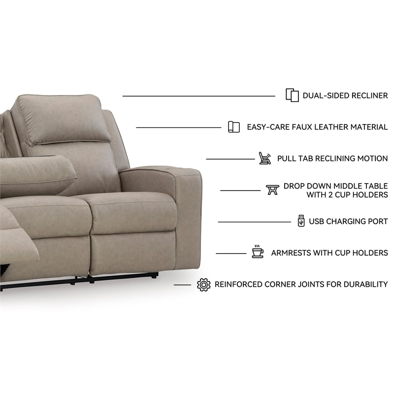 Bowery Hill Reclining Sofa and Loveseat Set in Pebble Faux Leather