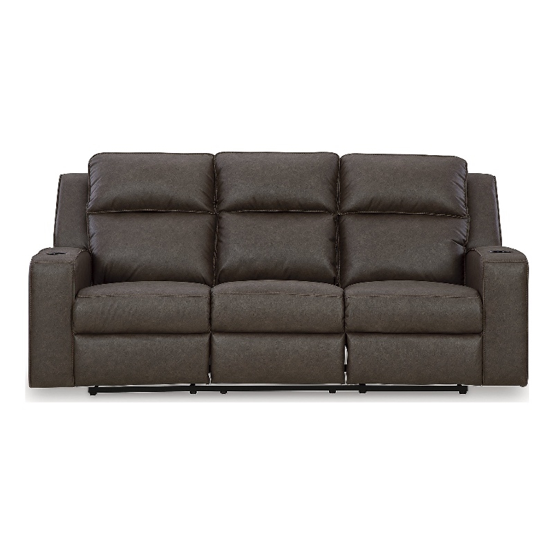 Bowery Hill Reclining Sofa and Loveseat Set in Brown Faux Leather