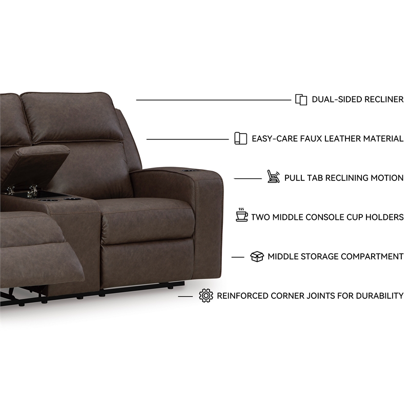 Bowery Hill Reclining Sofa and Loveseat Set in Brown Faux Leather