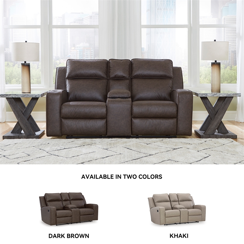 Bowery Hill Reclining Sofa and Loveseat Set in Brown Faux Leather