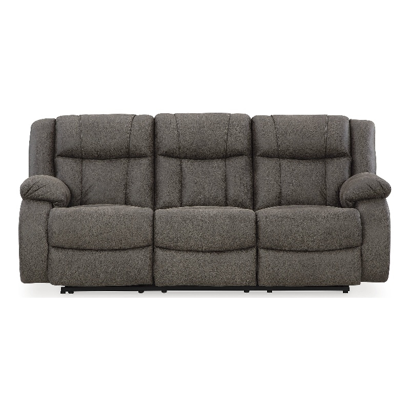 Bowery Hill 2-Piece Reclining Sofa and Loveseat Set in Gunmetal Faux Leather