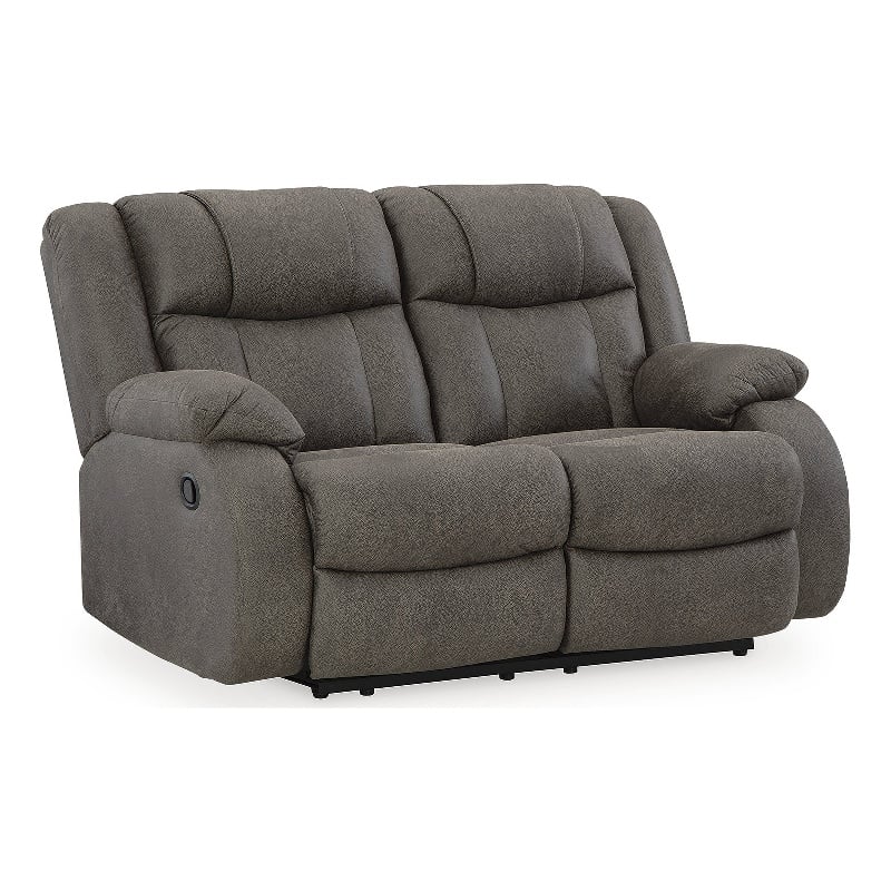 Bowery Hill 2-Piece Reclining Sofa and Loveseat Set in Gunmetal Faux Leather
