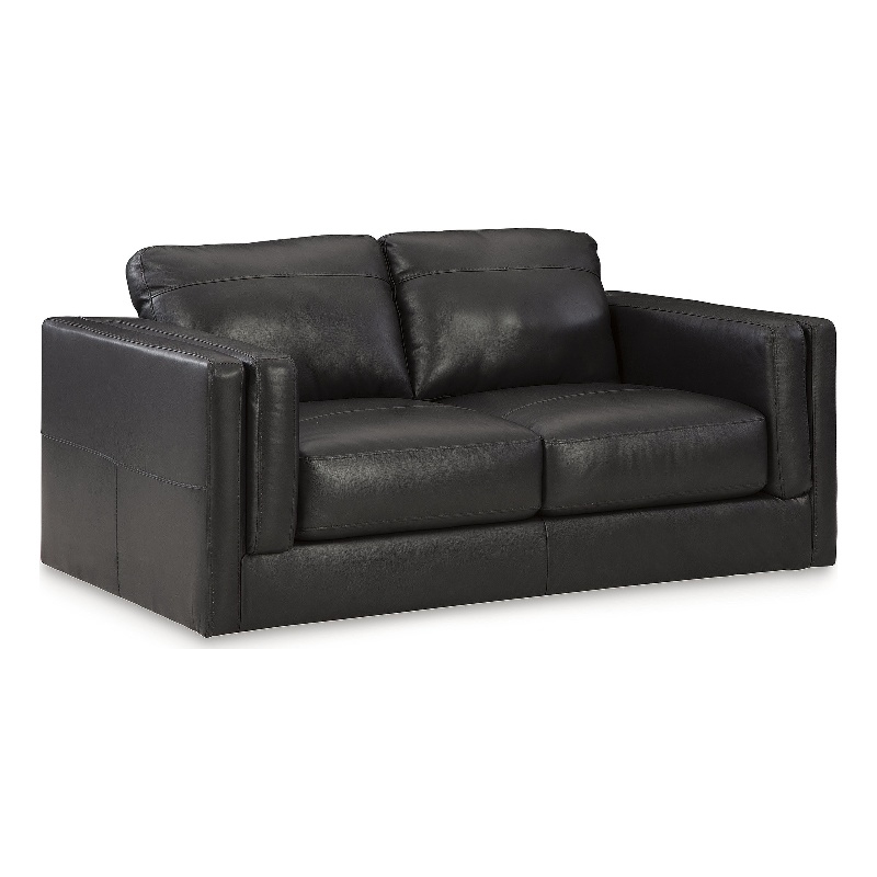 Bowery Hill Contemporary Onyx Leather Loveseat and Sofa Set