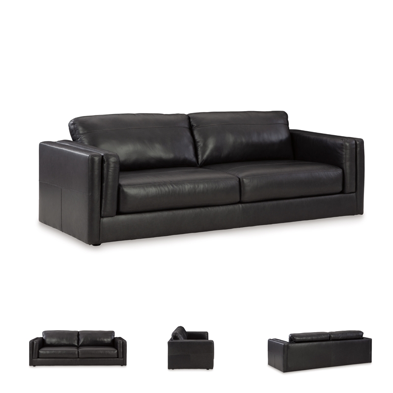 Bowery Hill Contemporary Onyx Leather Loveseat and Sofa Set