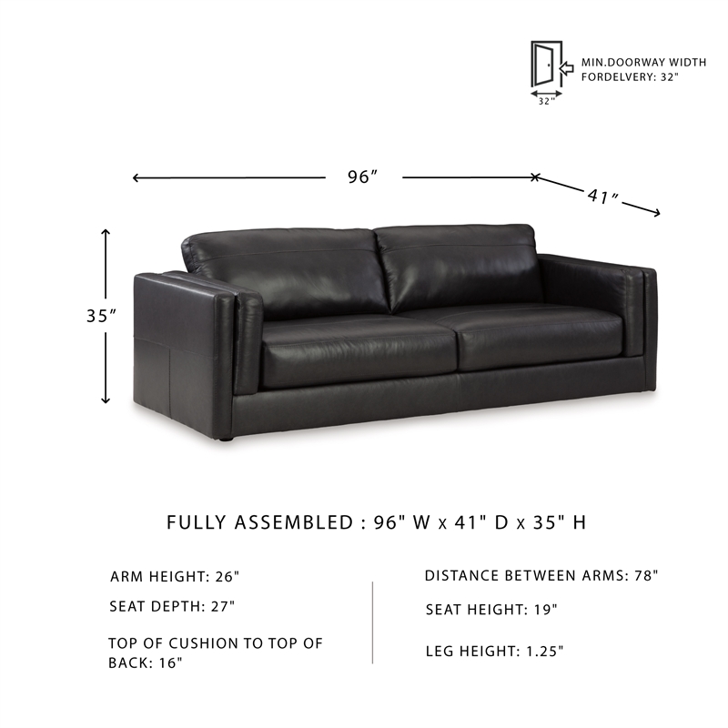 Bowery Hill Contemporary Onyx Leather Loveseat and Sofa Set