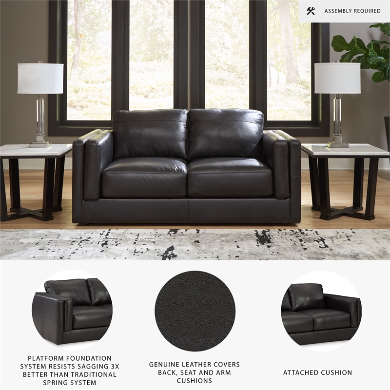Bowery Hill Contemporary Onyx Leather Loveseat and Sofa Set
