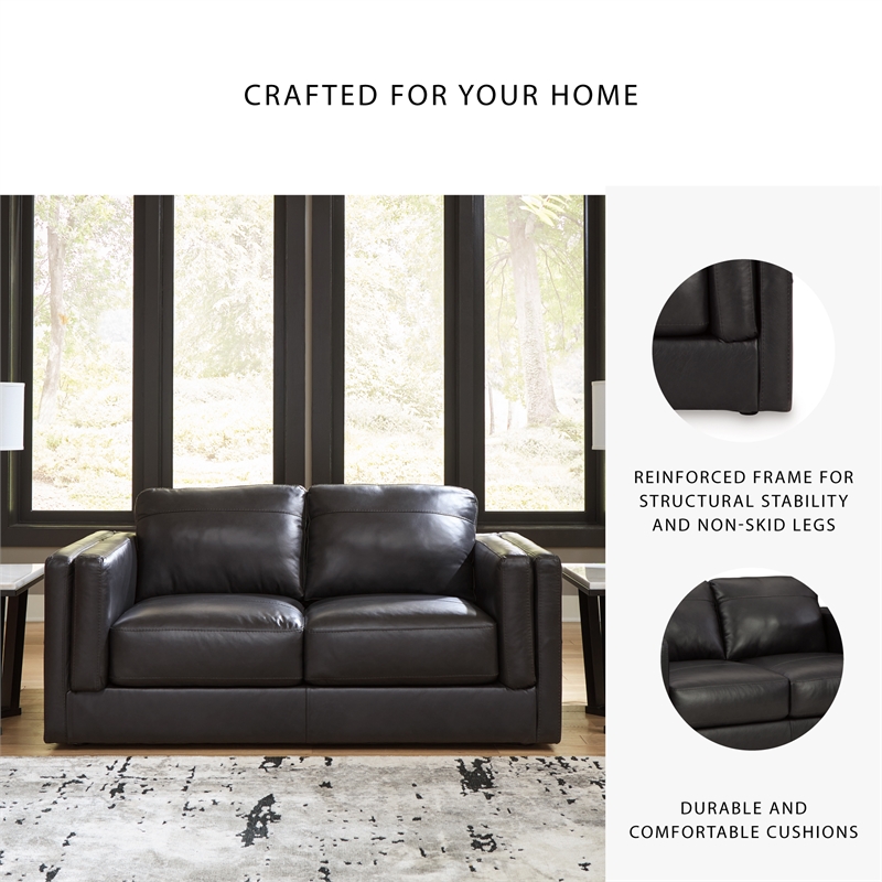 Bowery Hill Contemporary Onyx Leather Loveseat and Sofa Set