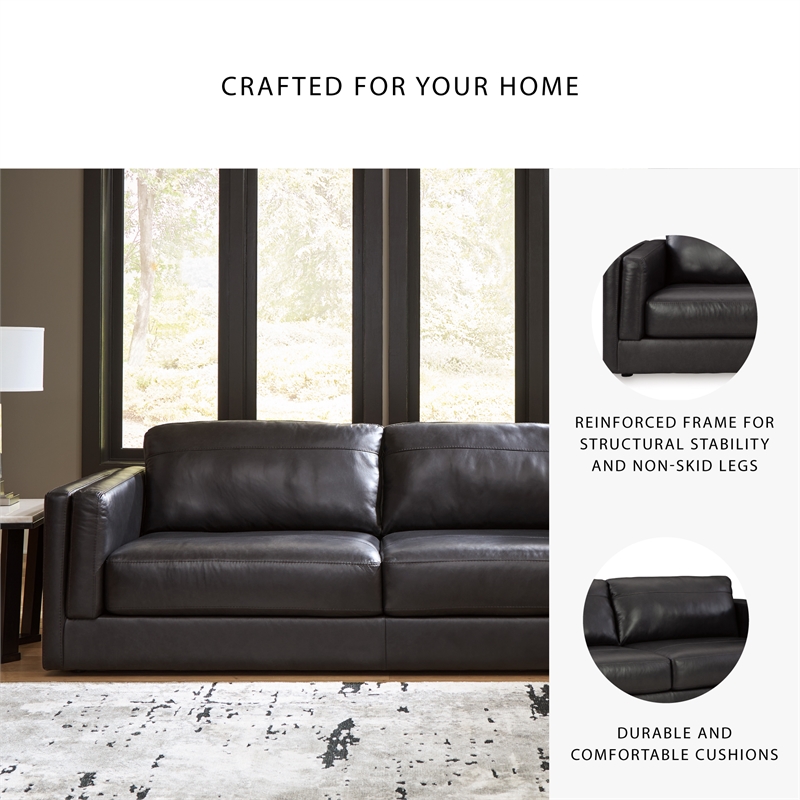 Bowery Hill Contemporary Onyx Leather Loveseat and Sofa Set