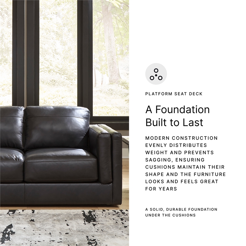 Bowery Hill Contemporary Onyx Leather Loveseat and Sofa Set