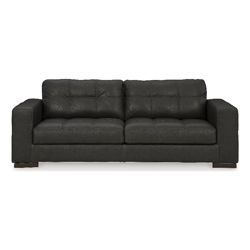 Bowery Hill 2-Piece Living Room Set of Loveseat & Sofa in Leather Upholstery